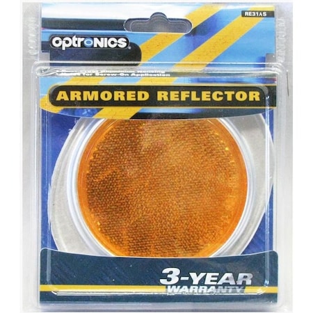 Optronics Retail Pack; 3 Armored Aluminum, Yellow, Screw Mount Reflector RE31AS